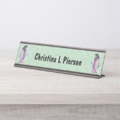 Ägyptische Frauen Gold Juwelier Rosa Kleid Grün Schreibtischnamensplakette (Vorderseite )