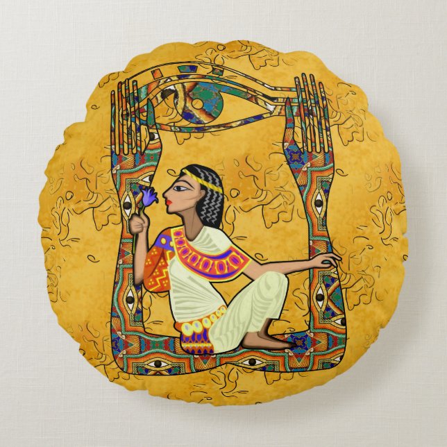 ägyptische Fusion Rundes Kissen (Vorderseite)