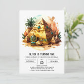 Ägyptische Gold-Pyramiden zum Geburtstag Einladung (Stehend Vorderseite)