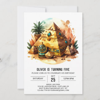Ägyptische Gold-Pyramiden zum Geburtstag Einladung