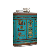 Ägyptische Goldene Lederhieroglyphen auf aquamarin Flachmann (Rechts)