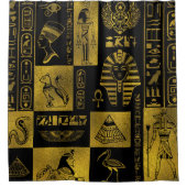 Ägyptische Goldhieroglyphen- und -symbolcollage Duschvorhang (Vorderseite)