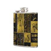 Ägyptische Goldhieroglyphen- und -symbolcollage Flachmann (Links)