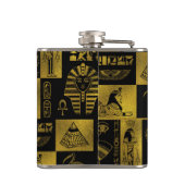 Ägyptische Goldhieroglyphen- und -symbolcollage Flachmann (Rückseite)