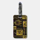 Ägyptische Goldhieroglyphen- und -symbolcollage Gepäckanhänger (Rückseite vertikal)