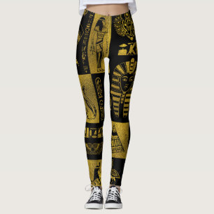 Ägyptische Goldhieroglyphen- und -symbolcollage Leggings
