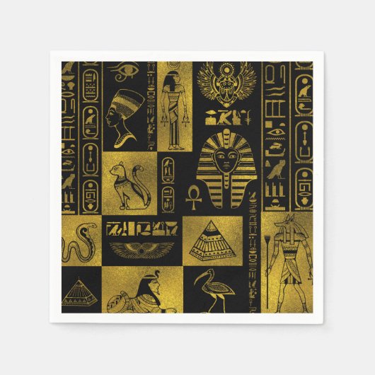 Ägyptische Goldhieroglyphen und Symbole Serviette (Vorderseite)