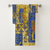 Ägyptische Goldsymbole auf Lapis Lazuli Badhandtuch Set (Insitu)