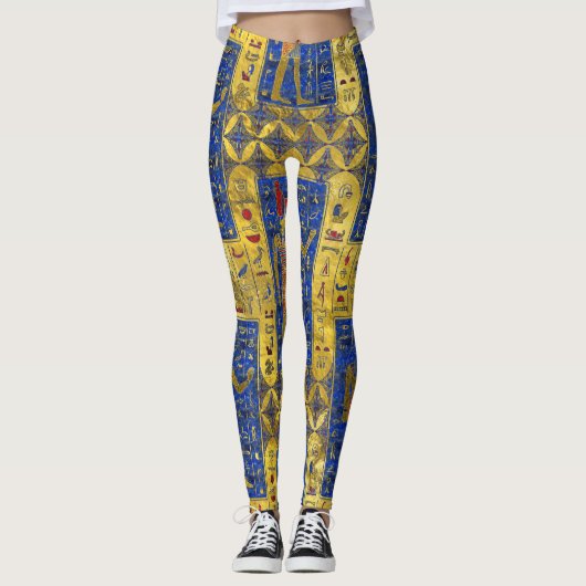 Ägyptische Goldsymbole auf Lapislazuli Leggings (Vorderseite)