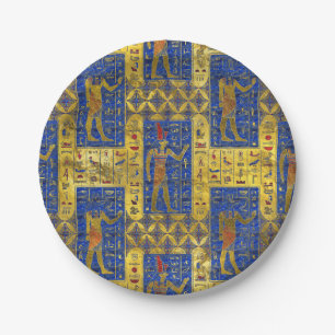 Ägyptische Goldsymbole auf Lapislazuli Pappteller