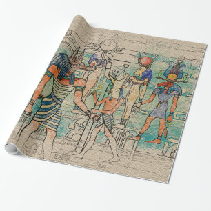 Ägyptische Götter auf Leinwand Geschenkpapier