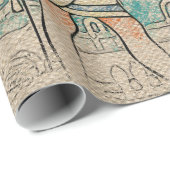 Ägyptische Götter auf Leinwand Geschenkpapier (Rolleneckpunkt)