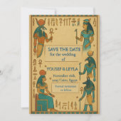 Ägyptische Götter Hieroglyph Gold Save the Date (Vorderseite)