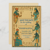 Ägyptische Götter Hieroglyph Gold Save the Date (Vorne/Hinten)