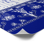 ägyptische Götter und Ziergrenze - blau-grau Poster (Ecke)