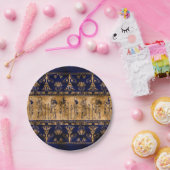 Ägyptische Götter und Ziergrenze - blaues Gold Pappteller (Party)