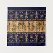 Ägyptische Götter und Ziergrenze - blaues Gold Wandteppich (Vorderseite)