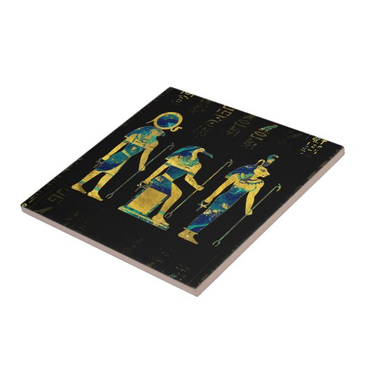Ägyptische Gottheiten auf Hieroglyphen Gold und Fliese (Seite)