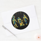 Ägyptische Gottheiten auf Hieroglyphen Gold und Ma Runder Aufkleber (Umschlag)