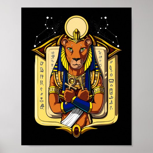 Ägyptische Göttin Lioness Sekhmet God Bastet Poster (Vorne)