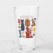 Ägyptische Grafik-Collage aus dem alten Ägypten Glas (Rückseite)