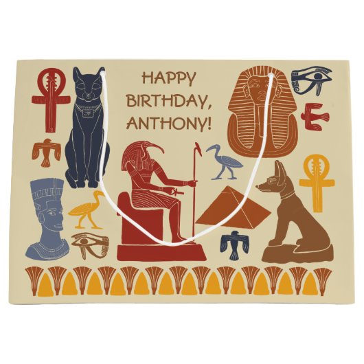 Ägyptische Grafik-Collage aus dem alten Ägypten Große Geschenktüte (Vorderseite)