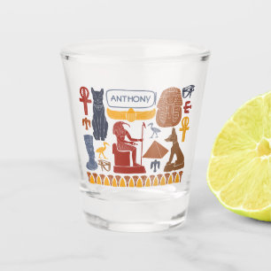 Ägyptische Grafik-Collage aus dem alten Ägypten Schnapsglas