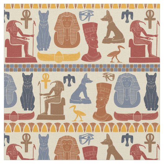 Ägyptische Grafik-Collage aus dem alten Ägypten Stoff (Nahaufnahme)