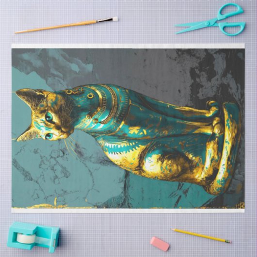 Ägyptische Grüne Goldkatze Seidenpapier (Basteln)