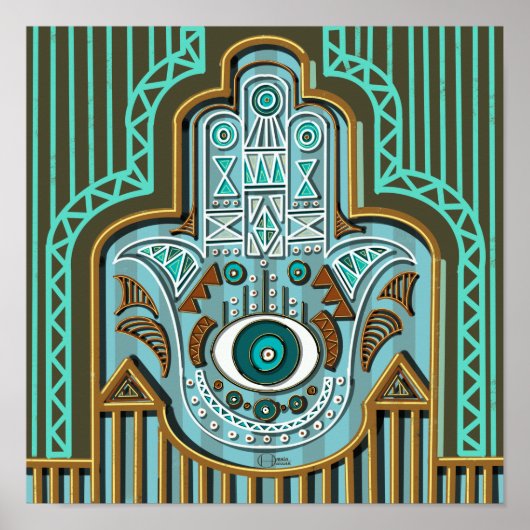 Ägyptische Hamsa Hand Khamsa von Fatimah Poster (Vorne)