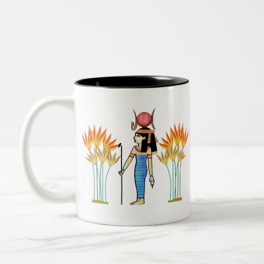 Ägyptische Hathorgöttin der Liebe Ägyptische Kunst Zweifarbige Tasse (Links)