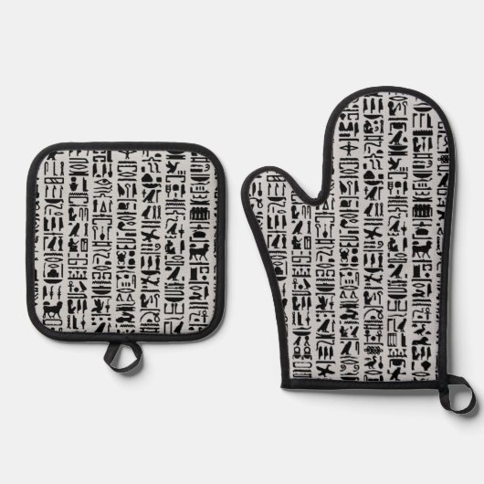 Ägyptische Hieroglyphe Ofenhandschuh & Topflappen-Set (Vorderseite)