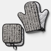 Ägyptische Hieroglyphe Ofenhandschuh & Topflappen-Set (Vorderseite/Rückseite)