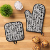 Ägyptische Hieroglyphe Ofenhandschuh & Topflappen-Set (Oben Unten)