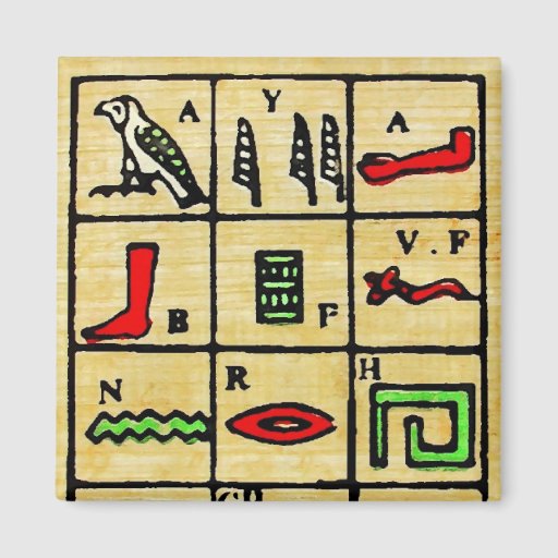 Ägyptische Hieroglyphen, alphabetische Symbole Magnete | Zazzle