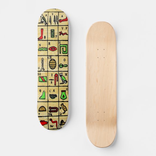 Ägyptische Hieroglyphen, alphabetische Symbole Skateboard (Vorderseite)
