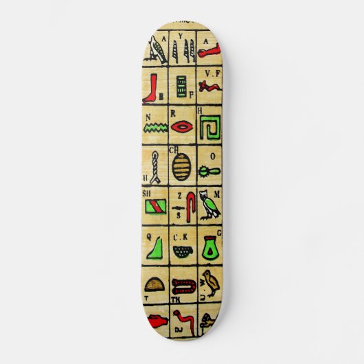 Ägyptische Hieroglyphen, alphabetische Symbole Skateboard (Vorderseite)
