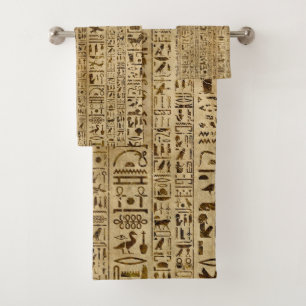 Ägyptische Hieroglyphen auf Papyrus Badhandtuch Set