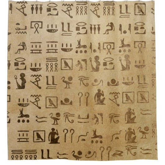 Ägyptische Hieroglyphen auf Papyrus Duschvorhang (Vorderseite)