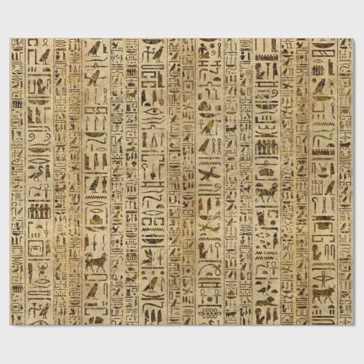Ägyptische Hieroglyphen auf Papyrus Geschenkpapier (Flach)