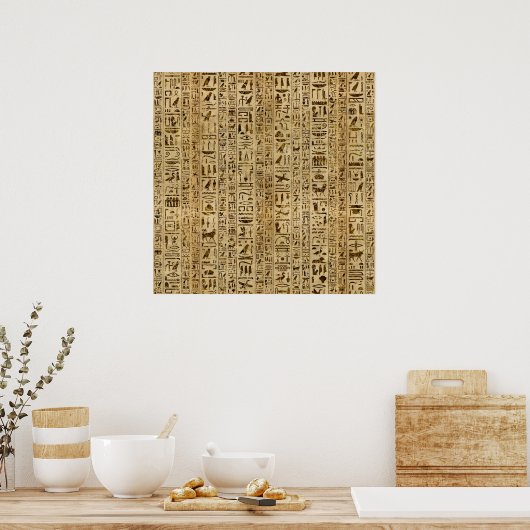 Ägyptische Hieroglyphen auf Papyrus Poster (Küche)