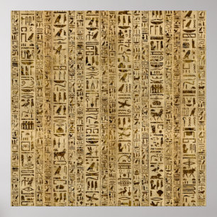 Ägyptische Hieroglyphen auf Papyrus Poster