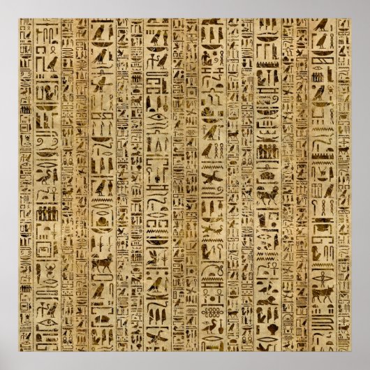 Ägyptische Hieroglyphen auf Papyrus Poster (Vorne)