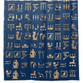 Ägyptische Hieroglyphen aus Gold auf blau Duschvorhang (Vorderseite)