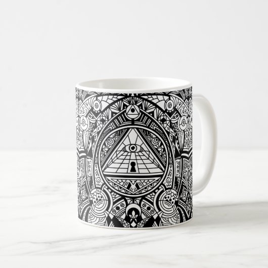 Ägyptische Hieroglyphen - Cooles Muster Kaffeetasse (VorderseiteRechts)