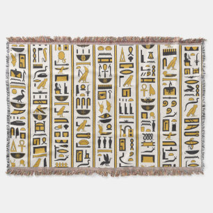Ägyptische Hieroglyphen: Gelb-Schwarz Nahtlos. Decke