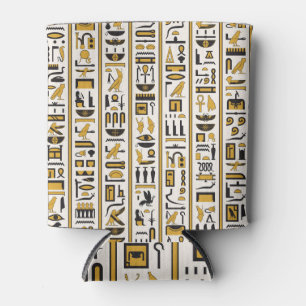 Ägyptische Hieroglyphen: Gelb-Schwarz Nahtlos. Dosenkühler