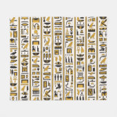 Ägyptische Hieroglyphen: Gelb-Schwarz Nahtlos. Fleecedecke (Vorderseite (Horizontal))