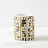 Ägyptische Hieroglyphen: Gelb-Schwarz Nahtlos. Kaffeetasse (Mittel)