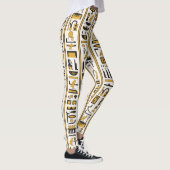 Ägyptische Hieroglyphen: Gelb-Schwarz Nahtlos. Leggings (Rechts)